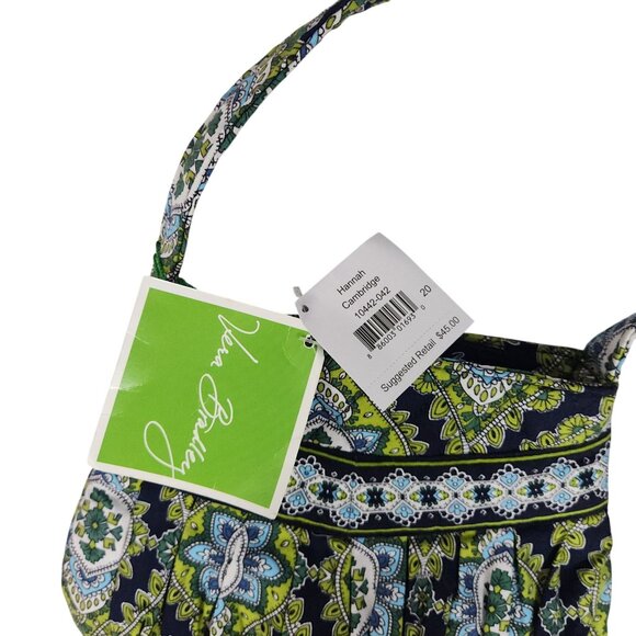 Vera Bradley Hannah Cambridge Shoulder Bag & Two Way Mirror Navy/Green NWT - Picture 3 of 10